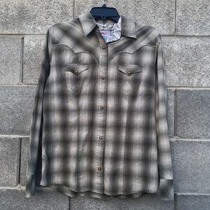 Roper Shirt Western Wear Pearl Snap Rodeo Flip Cuff Cowgirl Plaid Size Large